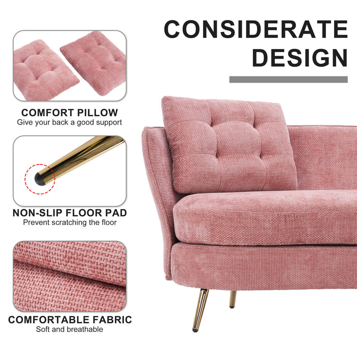 Polyester Fiber Loveseat Sofa Chair Upholstered Couch With Golden Metal Legs Club Two-Seat Sofa For Living Reading Room Bedroom Apartment Small Space Dorm