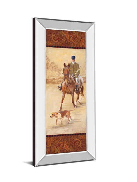 On The Hunt Il By Linda Wacaster - Mirror Framed Print Wall Art - Beige