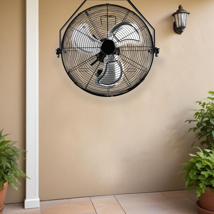 High Velocity 3 Speed Air Circulator Metal Wall Mount Fan - Black