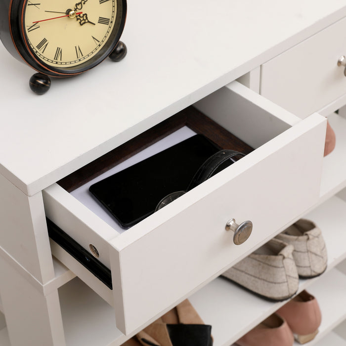 Storage Rack Storage Organiser In The Entryway Economical Home Shoe Rack Multi-Layer Shoe Cabinet, Bring 2 Drawers, Very Suitable For Entrance Hallway - White