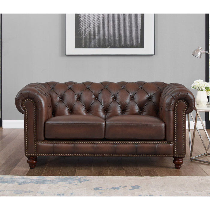 Alton Bay - Top Grain Leather Loveseat - Brown