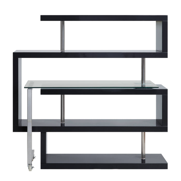 Buck II - Clear Glass, Chrome High Gloss Writing Desk With Shelf