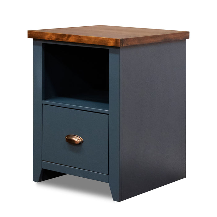 Bridgevine Home Nantucket 1 Drawer File, No Assembly Required, Blue Denim And Whiskey Finish