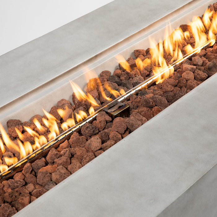 70" Concrete Large Fire Pit Table - Light Gray
