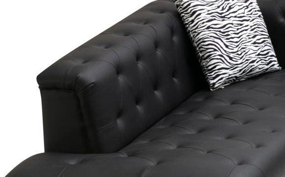 Sarah - Vegan Leather Tufted Chaise With 1 Accent Pillow