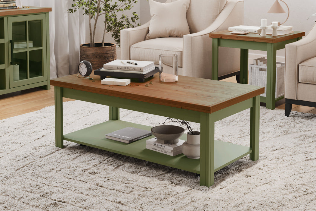 Vineyard - 48" Coffee Table - Sage Green And Fruitwood