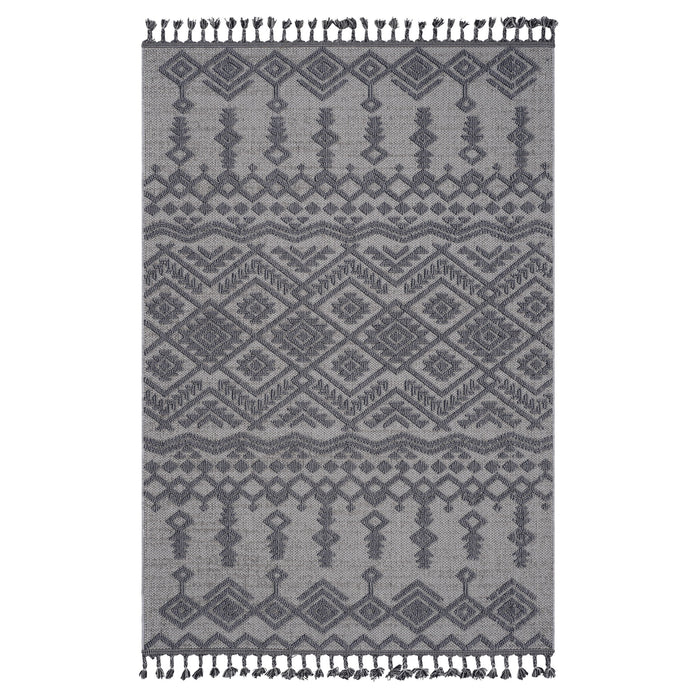 6' x 9' Traditional Indoor / Outdoor Area Rug - White / Gray