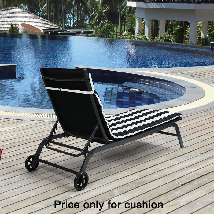 (Set of 2) Outdoor Lounge Chair Cushion Replacement Patio Funiture Seat Cushion Chaise Lounge Cushion - Black / White