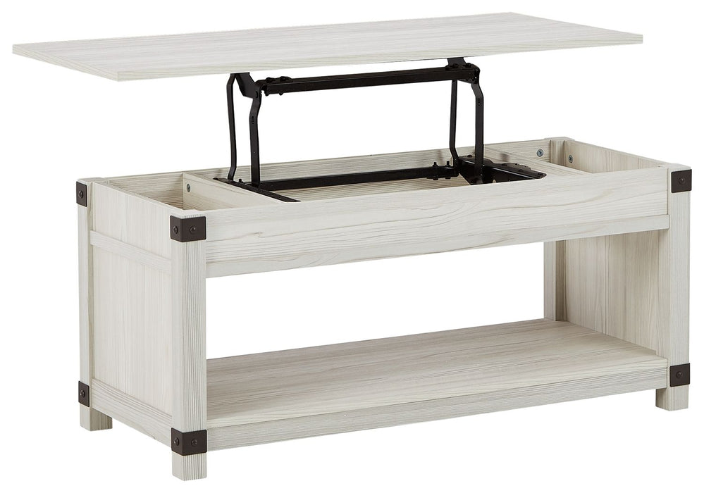 Bayflynn - Whitewash - Mesa de coquetel Rect Lift Top