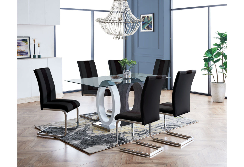 D1628 Dining Table And Four D915 Dining Chairs - Black