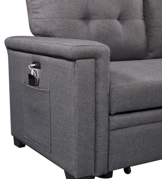 Nathan - Reversible Sleeper Sectional Sofa With Storage Chaise, USB Charging Ports And Pocket