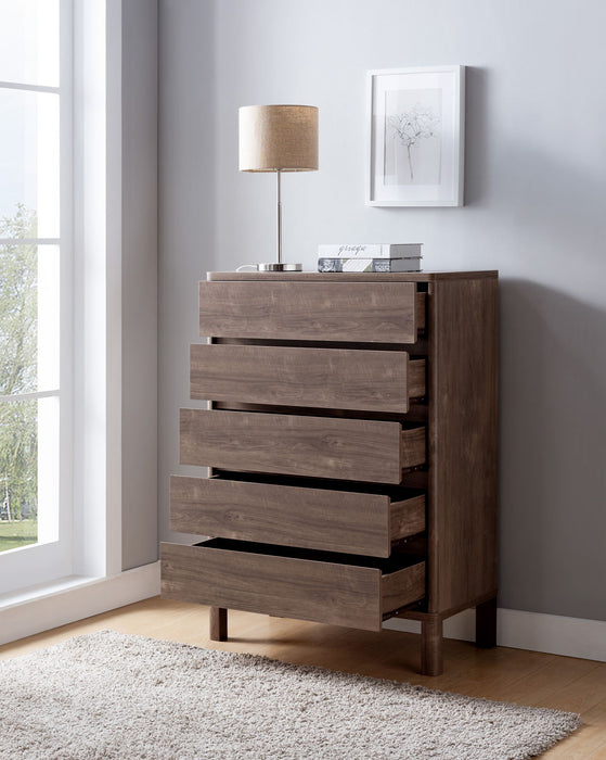 Contemporary Bedroom 5 Drawer Chest - Dark Brown