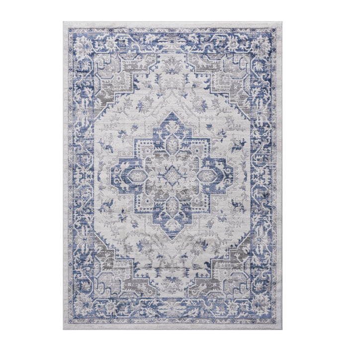 5' x 7' Oriental Non-Shedding Living Room Bedroom Dining Home Office Stylish And Stain Resistant Area Rug - Blue / Gray