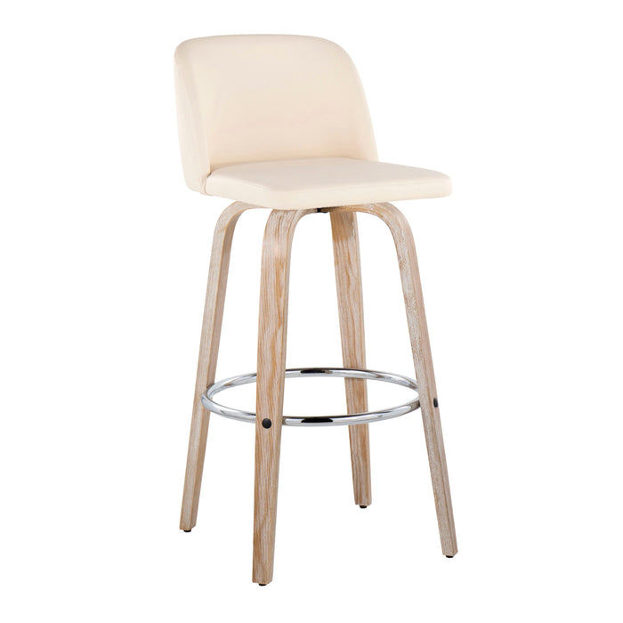 Toriano - Contemporary Fixed Height Barstool With Swivel & Round Footrest (Set of 2)