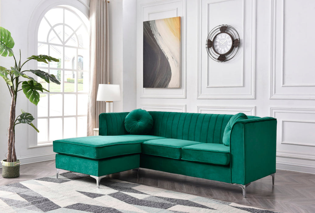 Glory Furniture Delray Sofa Chaise (3 Boxes), Green
