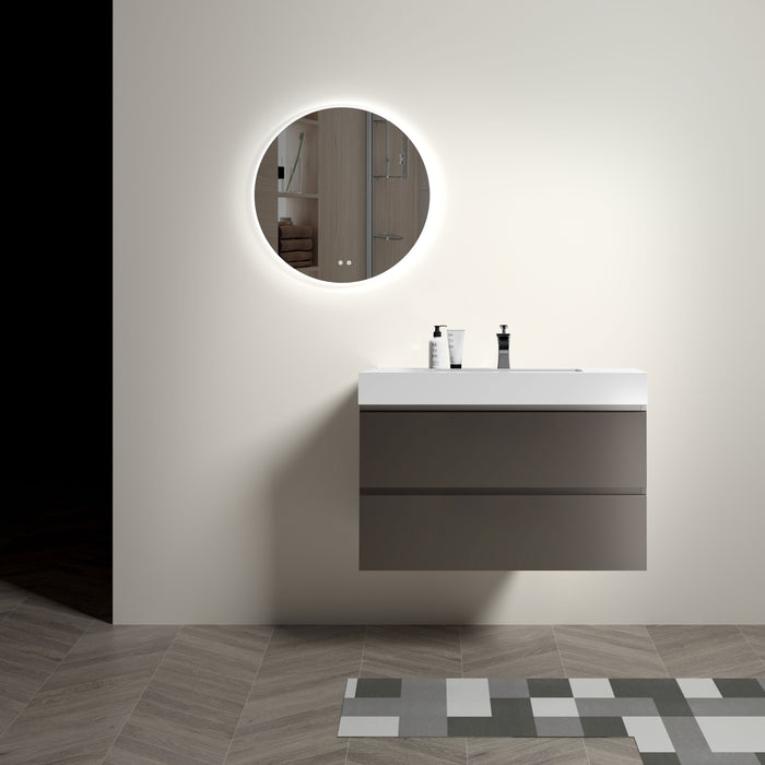 Alice - Bathroom Vanity With Sink, Large Storage Wall Mounted Floating Bathroom Vanity For Modern Bathroom, One-Piece Sink Basin Without Drain And Faucet