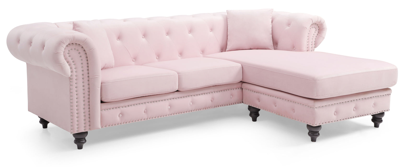 Glory Furniture Nola Sofa Chaise (3 Boxes), Pink