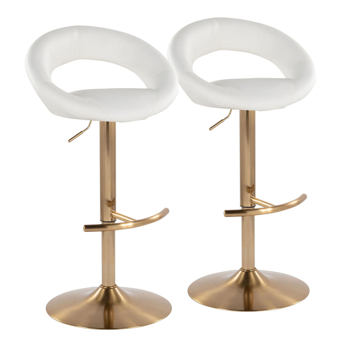 Posh - Contemporary / Glam Adjustable Barstool With Swivel With Rounded T Footrest (Set of 2)