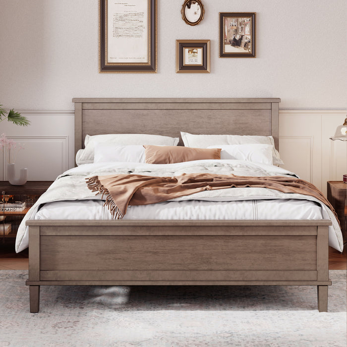 Mid-Century Platform Bed With Headboard And Slat Support, No Box Spring Needed