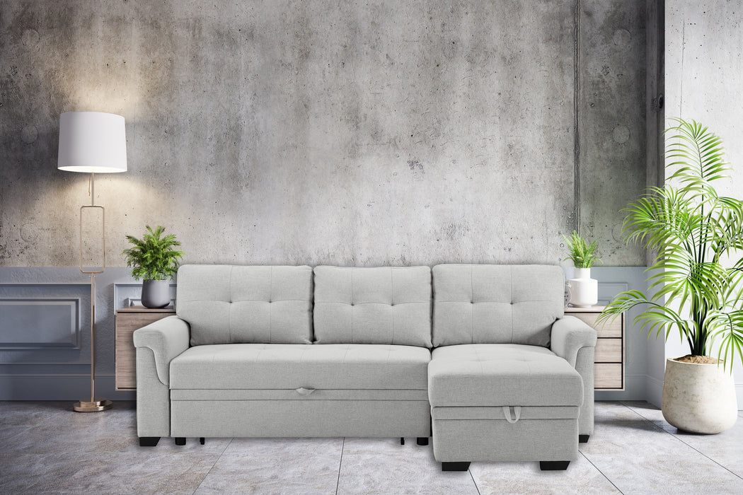 Hunter - Linen Reversible Sleeper Sectional Sofa With Storage Chaise