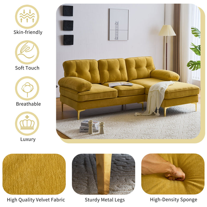 Modern Sectional Sofas Couches Velvet L Shaped Couches For Living Room, Bedroom