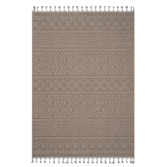 5' x 7' Geometric Indoor / Outdoor Area Rug - Mocha