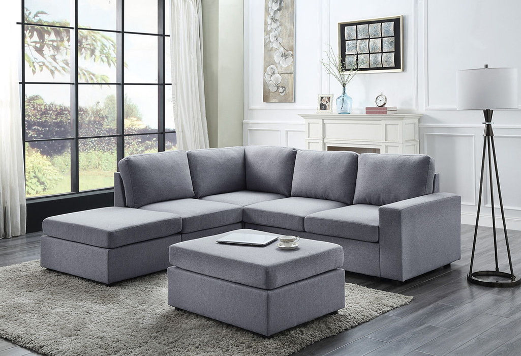 Marta - Linen 6 Seat Reversible Modular Sectional Sofa With Ottoman