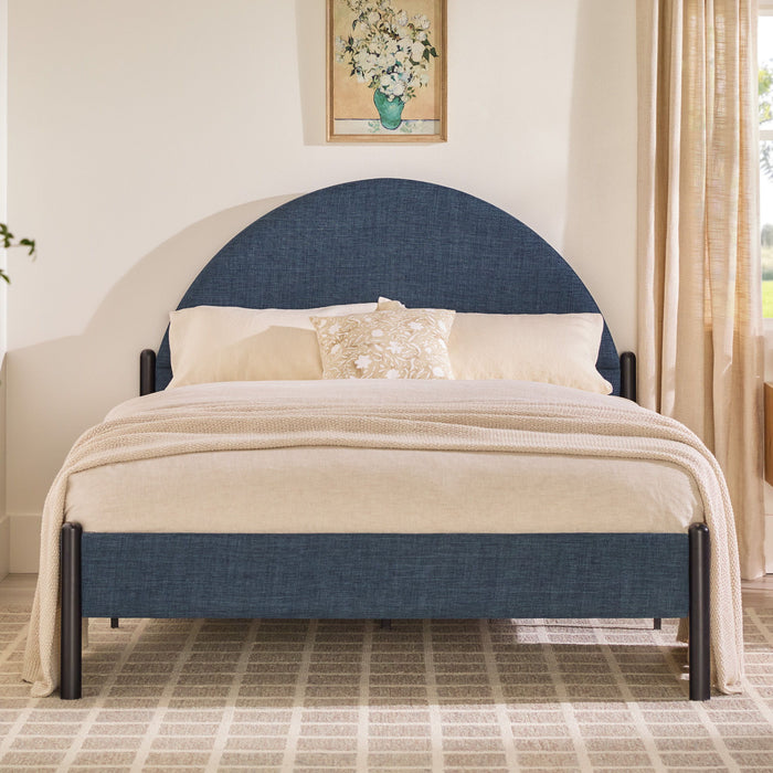 Bed Modern Upholstered Curved Headboard