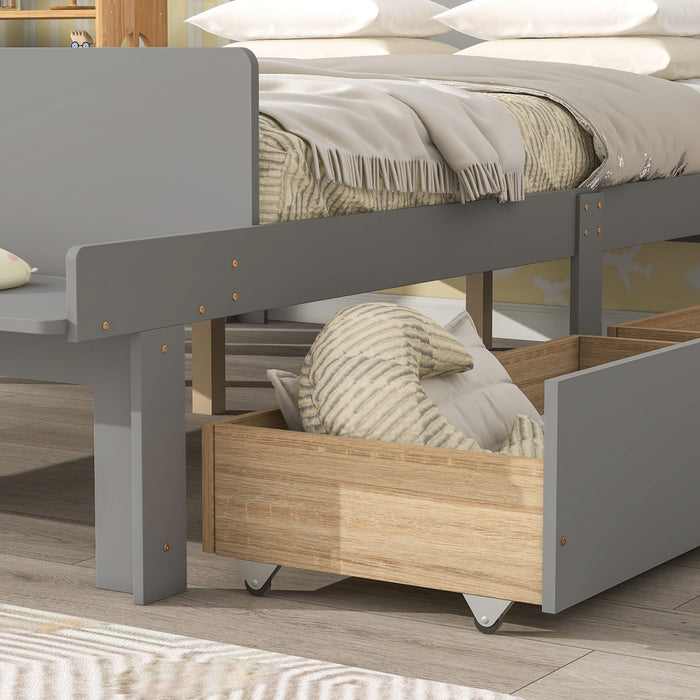 Bed With Footboard Bench, 2 Drawers