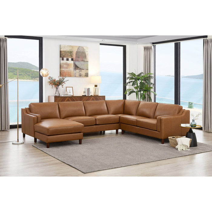 Bella - Leather Left Chaise Sectional - Brown