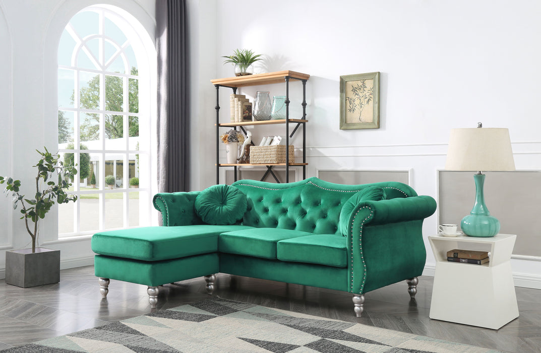 Glory Furniture Hollywood Sofa Chaise, Green