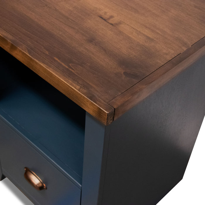 Bridgevine Home Nantucket 1 Drawer File, No Assembly Required, Blue Denim And Whiskey Finish