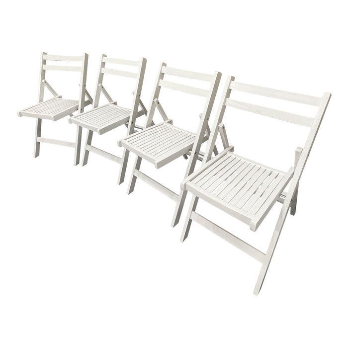 Furniture Slatted Wood Folding Special Event Chair (Set of 4), Folding Chair, Foldable Style - White - Solid Wood