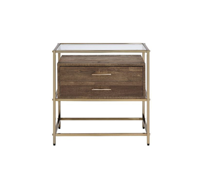 Knave - Accent Table - Walnut & Champagne Finish