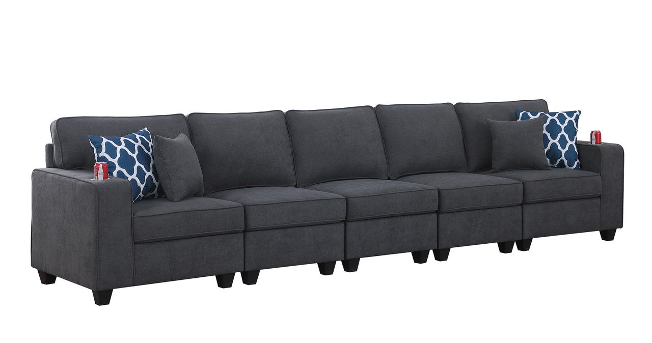 Cooper - Woven Fabric Sofa With Cupholder