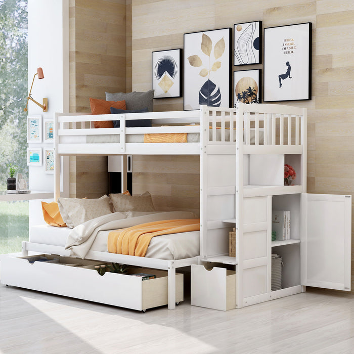 Kids Furniture - Bunk Bed, Convertible Bottom Bed, Storage Shelves And Drawers