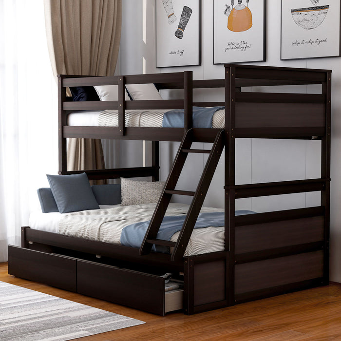 Twin Over Full Bunk Bed With Storage - Espresso