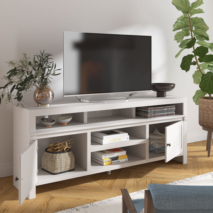 Bridgevine Home - Modern 75" TV Stand Console - White Finish