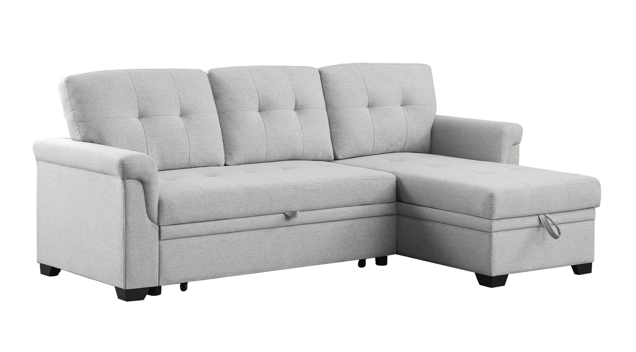 Destiny - Linen Reversible Sleeper Sectional Sofa With Storage Chaise