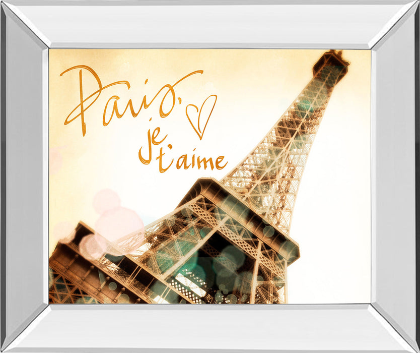 Paris, J'taime By Emily Navas - Mirror Framed Print Wall Art - Beige