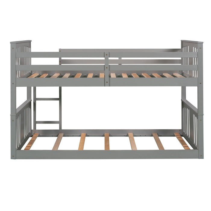Twin Over Twin Bunk Bed With Ladder  - Gray