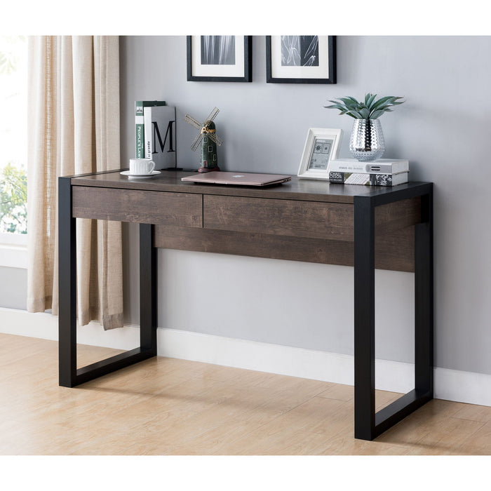 Computer Desk With Two Storage Drawers - Oak & Black