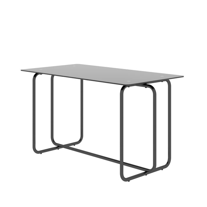 Rectangle Dining Table With Metal Frame, Tempered Glass Dining Table For Kitchen Room - Black