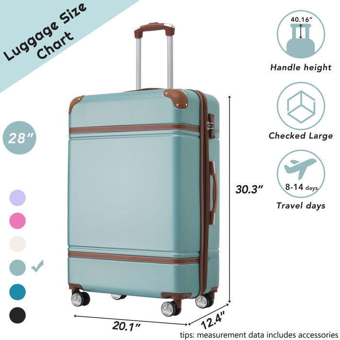 Hardshell Luggage With Tsa Lock, 28" Expandable Lightweight Suitcase With Spinner Wheels, Single Vintage Luggage