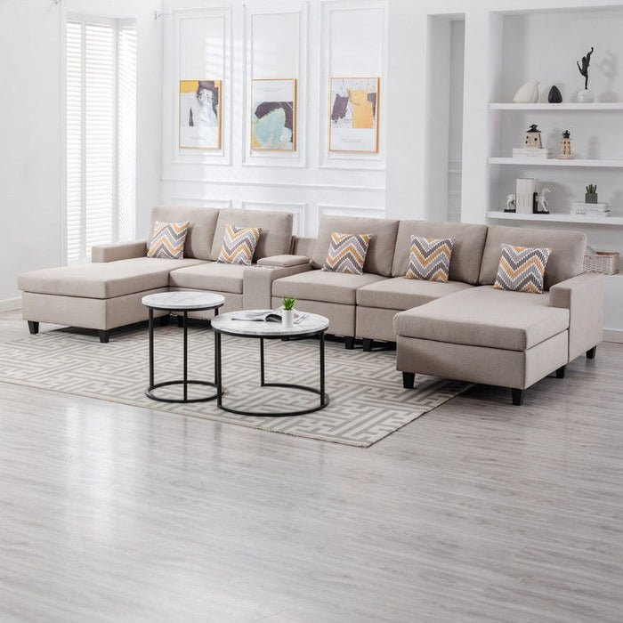 Nolan - Fabric 6 Piece Sectional Sofa With Pillows And Interchangeable Legs