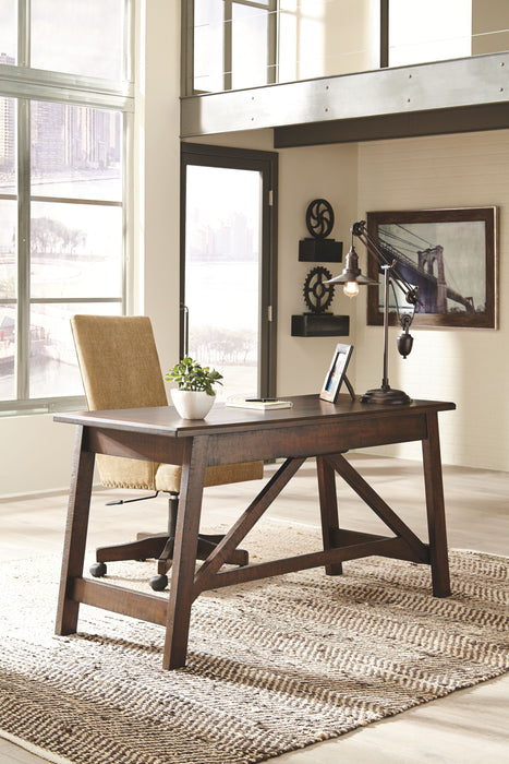 Baldridge - Rustic Brown - Mesa para escritório em casa com pernas grandes