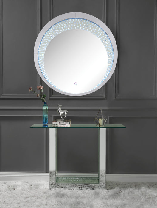 Nysa - Glam Mirrored / Faux Crystal Console Table - Silver / Clear