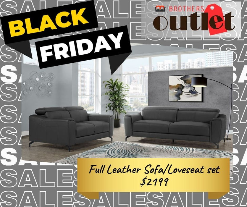 Doorbuster Full Leather Sofa/Loveseat Set