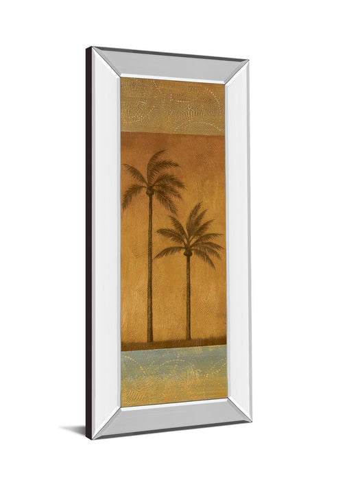 Golden Palm Il By Jordan Grey - Mirror Framed Print Wall Art - Dark Brown