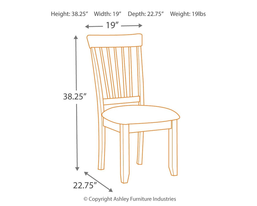 Berringer - Rustic Brown - Cadeira lateral de jantar Uph (conjunto de 2)